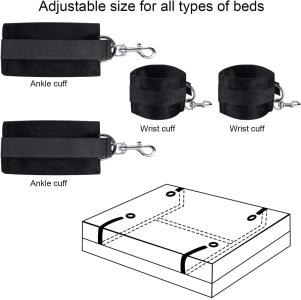 BDSM Bondage Kit for Couples - Bed Restraints Set with Handcuffs, Blindfold & Tickler | Beginner SM Toys